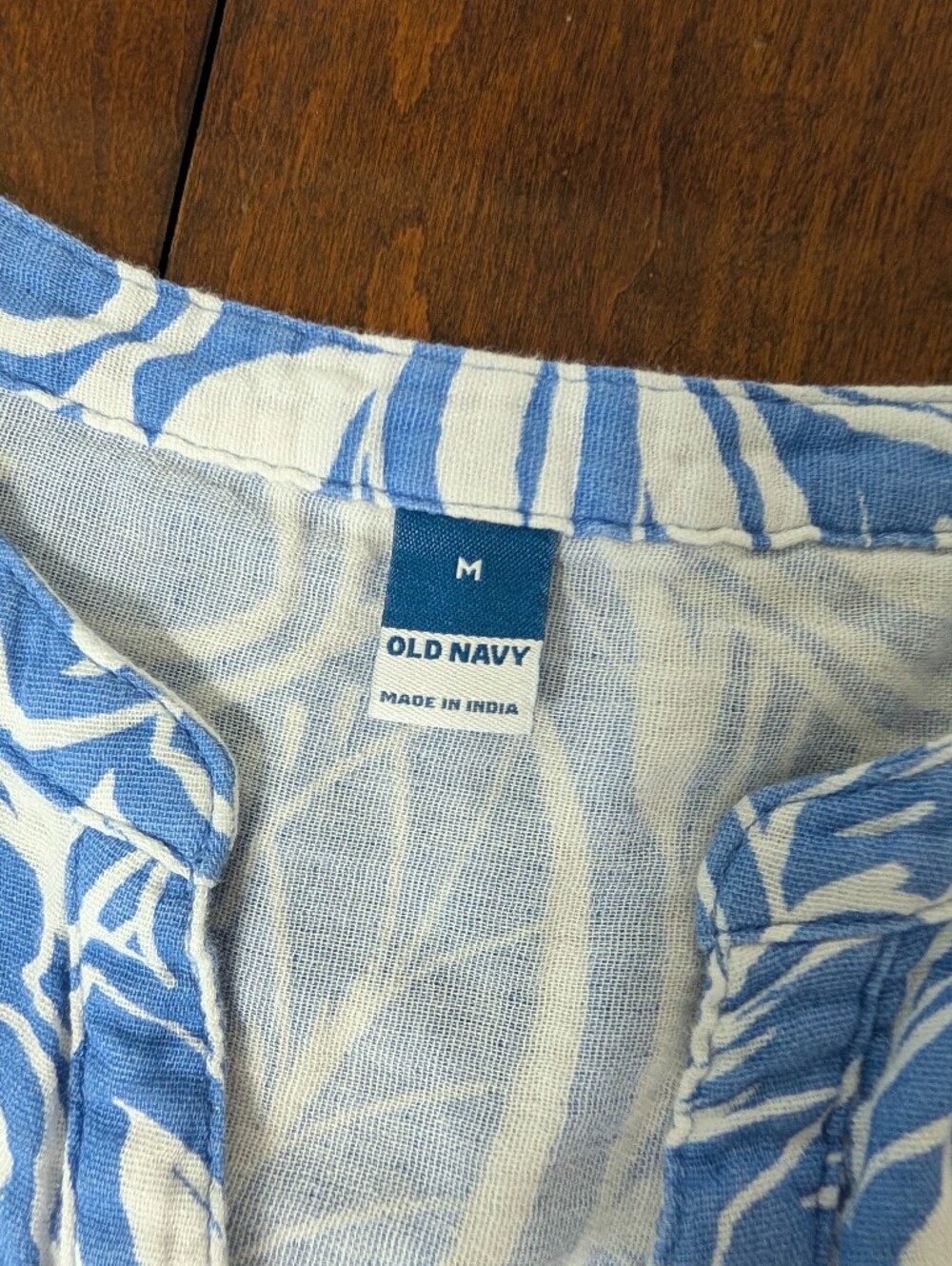 Old Navy Linen Blue And White Matching Set Barrel Leg Sizes M And L - Picture 7 of 11